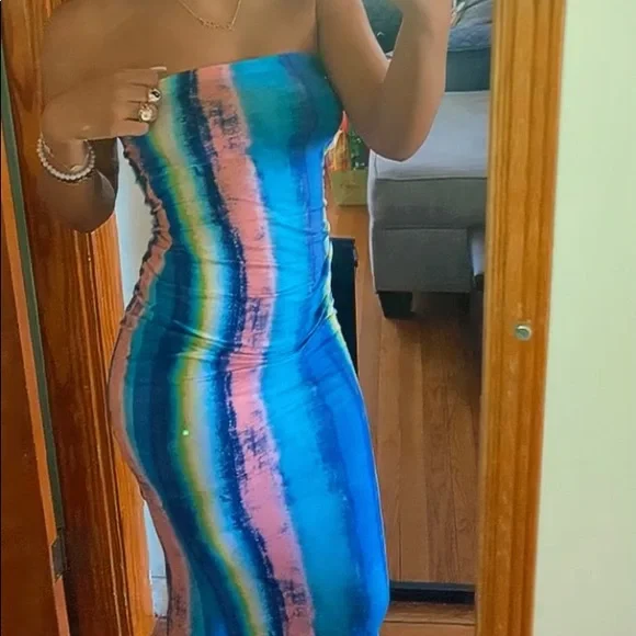 Fashion Nova | Dresses | Blue Multicolored Maxi Dress | Poshmark